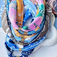 Collier Écharpe Paisley d'Été, Design Original, Perles Entretoises en Acier Inoxydable Plaqué Or 18K, Style Océan, Chaîne de Cou pour Femme