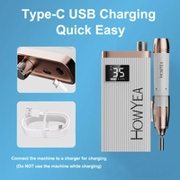 HOWYEA Lime à ongles professionnelle portable rechargeable USB 35000 tr/min avec fonction de ponçage