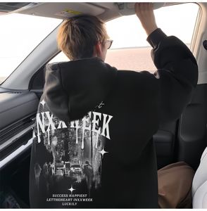 <span class=keywords><strong>Sweat</strong></span> à <span class=keywords><strong>capuche</strong></span> en coton de marque américaine tendance, nouveau modèle automne/hiver pour hommes et femmes, rembourré, coupe ample, motif cœur - Product Image 6