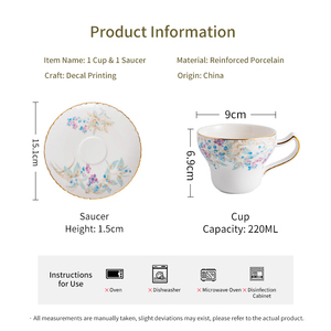 Taza y Platillo de Cerámica Estilo Pastoral - Juego de Tazas para Té de la Tarde con Diseño Floral de Bayas - Product Image 6