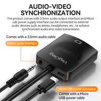 Adaptador VegGieg HDMI a VGA 1080P HD con Salida de Audio, Cable de Audio y Cable de Alimentación, Plug and Play para Laptop, Monitor y Proyector