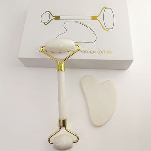 Factory Wholesale Natural pink Crystal Custom logo Rose Quartz Jade Roller and Gua Sha <b>Tools</b> <b>Sets</b> - Product Image 3