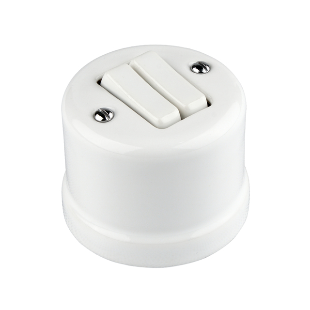 Surface Mounted 2-way Button Switch Retro Porcelain Wall Switch for Home Electrical