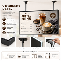 Bingkai LED Profil Aluminium Gantung Papan Menu Makanan Cepat Saji Kotak Lampu LED Untuk Restoran Tampilan Katering Komersial