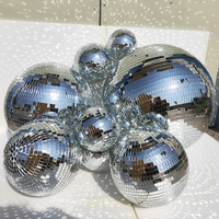 Bola de Discoteca Colgante para Decoración de Bodas, Bola de Espejo Brillante de 15cm a 50cm para Decoración de Techo y Mesa en Color Plateado y Rosa