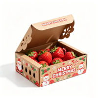 Boîte cadeau en papier kraft écologique pour Noël, avec fenêtre, motif personnalisé du Père Noël, pliable, réutilisable, pour emballer des biscuits et des bonbons, pour les fêtes