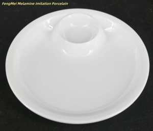 Assiette en mélamine plastique à deux compartiments de haute qualité européenne, blanche, écologique, passe au lave-vaisselle, pour le <span class=keywords><strong>vinaigre</strong></span>, la vaisselle, le petit-déjeuner à la maison - Product Image 2