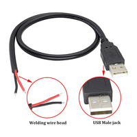 Kabel Ekstensi Pigtail 5V USB ke Kabel Kawat Terbuka Berlapis Timah 2 4 Shielded Bare Wire End untuk Lampu Strip LED Papan Sirkuit