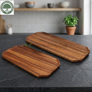 Vintage Factory Inc. Meilleur plateau en bois rectangulaire décoratif en bois d'acacia pour apéritif fromage herbes et épices outils décor à la maison - Product Image 4