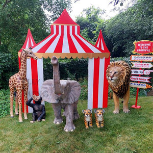 Fournitures de fête à thème de cirque, fibre de verre réaliste, grande <span class=keywords><strong>girafe</strong></span>, lion, éléphant, statues d'animaux à vendre - Product Image 2