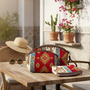 Boho Chic Vintage Kilim Desing <b>Make</b> <b>Up</b> <b>Bag</b> - Wallet Triple Set from Turkey - Product Image 3