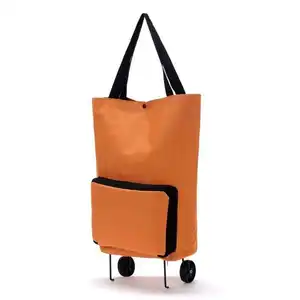 FOCUS Custom Logo Promotional Gift Trolley Shopping Bag Reusable Foldable Shopping Bag with Wheels for Promotional Gift