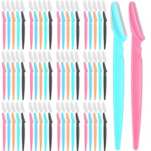 100 rasoirs pour sourcils et visage pour femmes et hommes, rasoirs faciaux multicolores avec protections, sûrs pour les débutants - Product Image 2