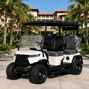Voiturette de golf électrique 4 places tout-terrain avec pare-brise, haut-parleurs et couleur personnalisable - Product Image 1