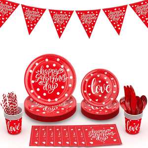Paquete de 24 Artículos para Fiesta de San Valentín Modernos y Alegres con Cubiertos, Estilo Popular - Product Image 3