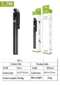 Trépied de téléphone réglable, extensible jusqu'à 1,7 m, bâton à selfie avec lumière LED, portable, <span class=keywords><strong>pour</strong></span> la photographie de smartphone - Product Image 2