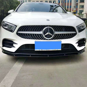 Mercedes-Benz A-Class W177 Front Lip Splitter Body Kit Matte Black Piano Black Carbon Fiber Texture PP Material 2018 Model - Product Image 1