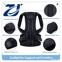Ceinture de soutien lombaire respirante en maille avec fermeture auto-agrippante réglable, correcteur de posture pour hommes et femmes, idéal pour le bureau et le travail