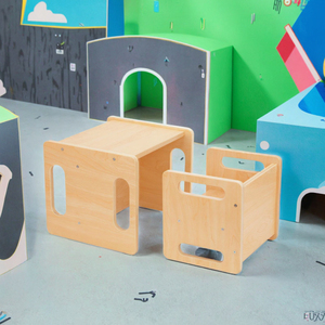 Montessori-phong cách Chiều cao có thể điều chỉnh Toddler bảng và ghế thiết lập cai sữa bảng cho trẻ em tuổi 1-3 làm bằng gỗ cao su gỗ Bảng - Product Image 3