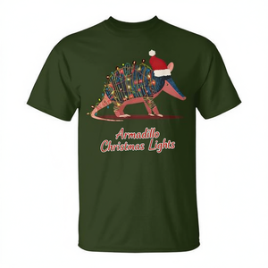Camiseta con gráfico de luces navideñas de armadillo, diseño de animales navideños - Product Image 2