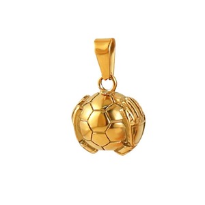 Collana con Ciondolo a Forma di Pallone Sportivo (Calcio, Basket) Stile Europeo-Americano, Catena in Bambù, Acciaio Inossidabile Placcato <span class=keywords><strong>24k</strong></span> - Product Image 5