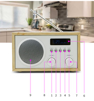 Radio domestique en bois AUX-IN BLUETOOTH FM DAB Radios Haut-parleur mono intégré