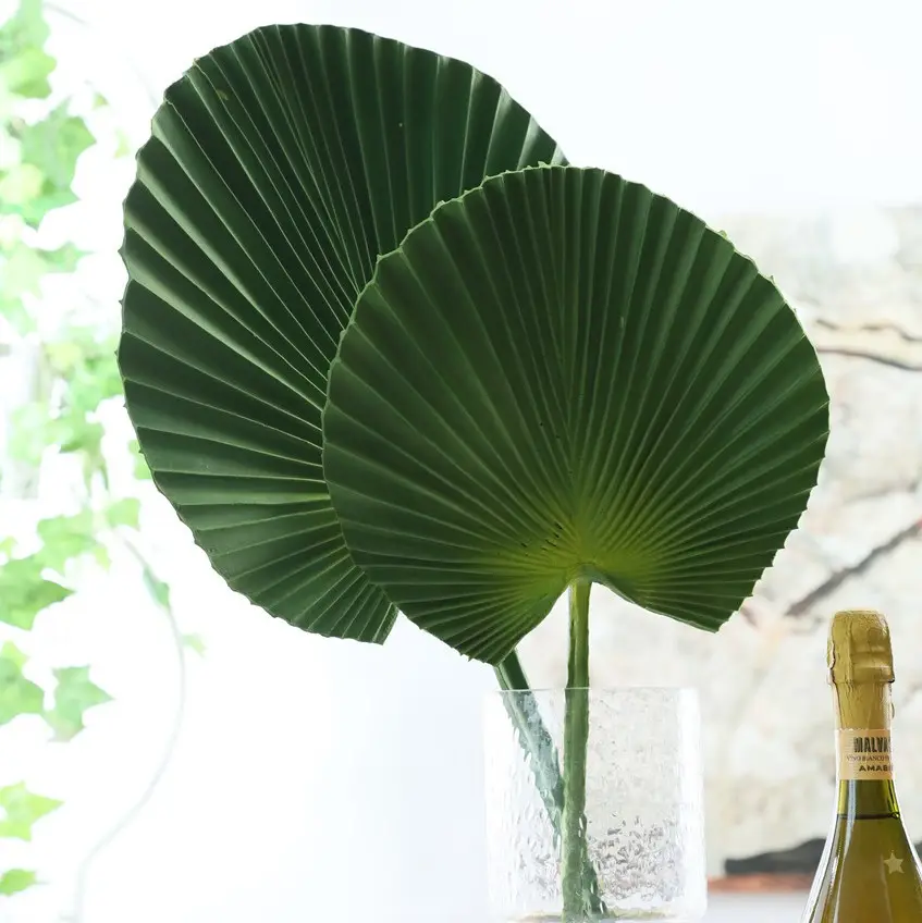Artificial Soft PU Palm Leaf Large Green Fan Wedding House Party Decoration Hawaii Tropical Palm Leaves