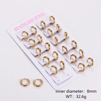 Aros de Oro de 18K en Oferta, Pendientes de Aro Brillantes Chapados en Oro, Juego de Pendientes de Aro Abrazadores de Acero Inoxidable