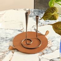 Flolenco – Chandelier en métal courbé bronze antique, forgé à la main, avec base spirale, pour décoration de table de salle à manger
