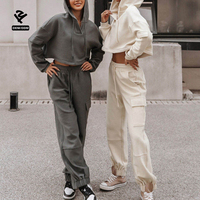 Tenues 2 pièces personnalisées pour femmes pour l'automne et l'hiver, ensemble de survêtement sportif, sweat-shirt à capuche et pantalon à chevilles, ensemble décontracté streetwear