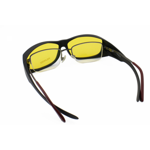 フルリム95%ブルーライトカットスクエアラウンド型オーバーグラス、オレンジレッドレンズ、夜間視力用イエローレンズ付き - Product Image 2