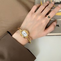 Antike Klassische Starboger Damen 18K IPG Gold Quarz 28mm Mode Oval Armbanduhr mit Zeiger-Zifferblatt Luxuriöses High-End-Design