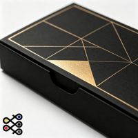 Matte Black High-End Waterproof Drawer Card Box with Gold Foil Geometric Pattern Sponge Lining for Business Cards Gift Packaging
