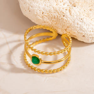 European Style Stainless Steel <b>Bracelets</b> With Natural Stone Inlay <b>Adjustable</b> Open Design For Women Gift Jewelry - Product Image 3