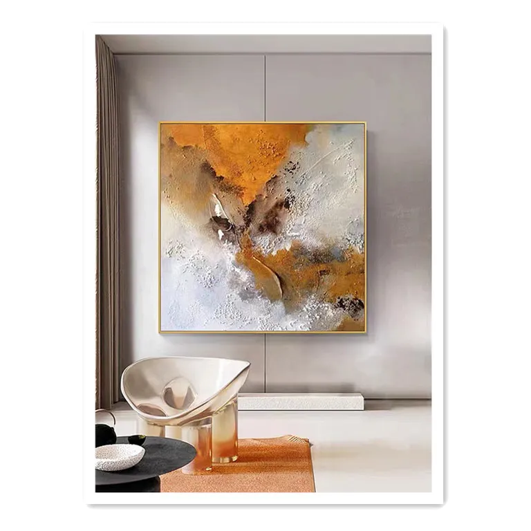 ArtUnion 100% moderno astratto arancione marrone bianco texture dipinto a mano pittura a olio paesaggio soggiorno decorazione pittura