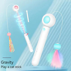 Shengfeng Retractable <b>Cat</b> Teaser Stick <b>Cat</b> Interactive Toy Feather Toy with Replaceable Head <b>Cat</b> Toy - Product Image 6