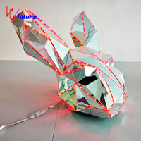 Spectacle sur scène Chapeaux Cosplay Chapeau Pleines Couleurs Miroir Lapin Masque Lapin Casque Masques Couvre-chef pour Discothèque