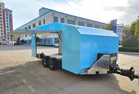 Remorque de transport de voitures fermée à portes battantes, à double essieu, pour voitures de course, avec couleur, motif et configuration de puissance personnalisables