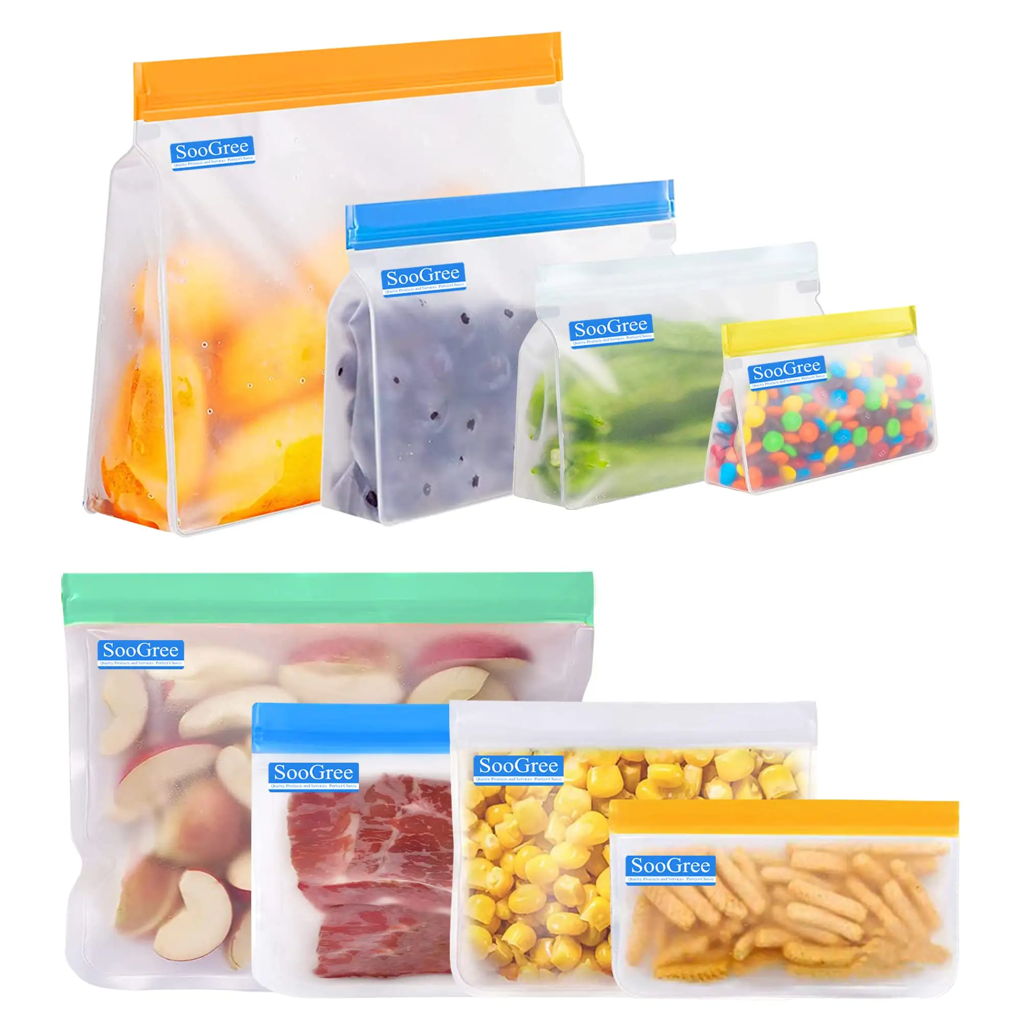 Custom Printed Meat Storage Ziplock Bags Plastic Self-Seal Double Track Zipper Freezer Bag Fruit Storage Food Presentation Pouch