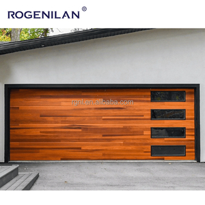 Portes de <span class=keywords><strong>garage</strong></span> sectionnelles coulissantes Rogenilan coupe-vent en aluminium à grain de bois pour villa - Product Image 2