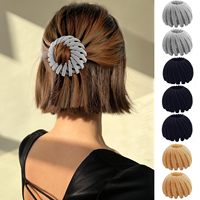 Jepit Rambut Lazy Bird Nest Plate, Penjepit Rambut Ekor Kuda yang Dapat Diperluas, Jepit Rambut Ajaib Beludru, Jepit Rambut Plastik untuk Penggunaan Sehari-hari Wanita dan Anak Perempuan