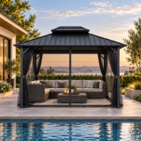 Gazebo d'extérieur avec structure en aluminium, toit rigide double en métal, gazebos de jardin, pavillon de patio, auvent extérieur, gazebos à vendre