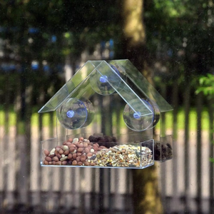 Patio chim xem rõ ràng Acrylic cửa <span class=keywords><strong>s</strong></span>ổ gắn chim trung chuyển với cốc hút cho chim nhỏ - Product Image 2