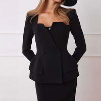 Blazer à manches longues pour femme, style anglais, uni, automne-hiver, nouvelle collection, vente en gros, Europe, États-Unis, tailles S-XL, poche