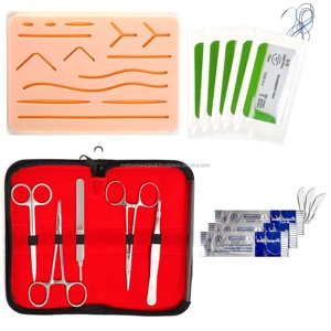 Kit de Práctica de Sutura con Almohadilla de Simulación de Piel de Silicona, Instrumentos de Acero Inoxidable con Hilos de Sutura, Proveedor Mayorista - Product Image 1