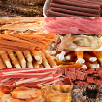 Vente directe d'usine de friandises pour chats et chiens à base de viande (poulet, canard, bœuf) et aliments secs pour animaux de compagnie pour la santé de la peau et du pelage