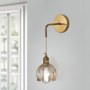 Vintage Amber Glas E27 Lamp Wandschans Voor Slaapkamer Woonkamer Decor - Product Image 4