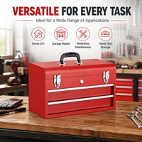 Boîte à outils portable en métal avec plusieurs tiroirs et poignée latérale, coffre à outils en acier avec serrure et clé pour garage et atelier