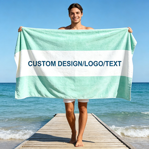 Wholesale Logo 100% Cotton Striped <b>Towel</b> <b>Large</b> Soft Absorbent Custom Printed Swim Pool Beach <b>Towels</b> - Product Image 1