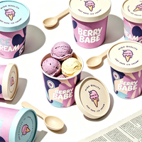 Gobelet à lait surelacté personnalisable avec logo, bol à crème glacée à paroi simple, gobelet à crème glacée en papier jetable, biodégradable